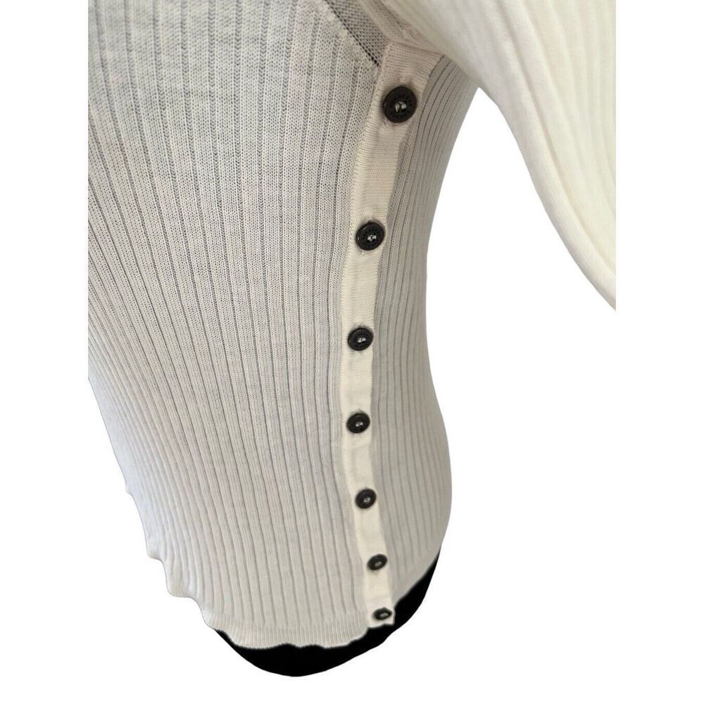 Burberry London Cotton White CREWNECK Long sleeve Sweater Button Details Size S - Picture 6 of 13